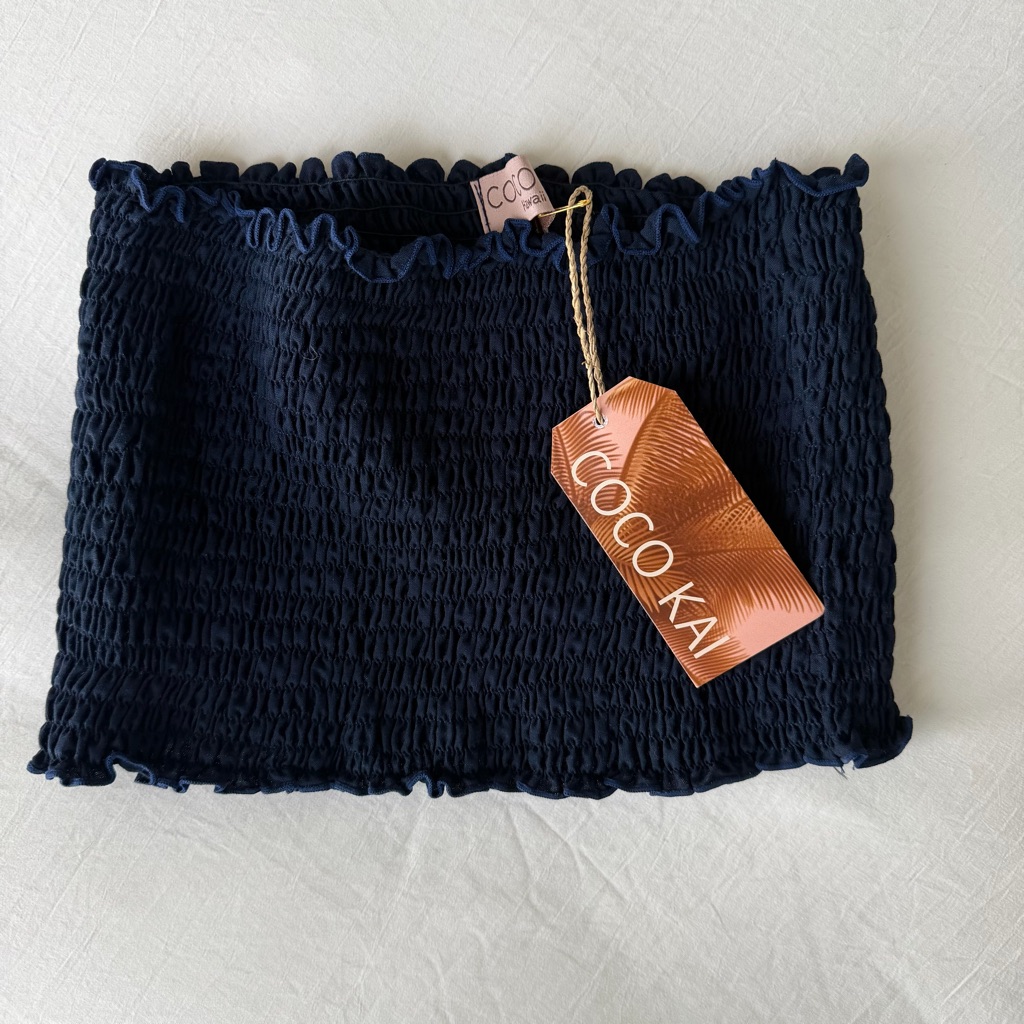 New! Coco Kai Navy Smocked Tube Top One Size